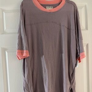 Free People Pink/Purple Short Sleeve Tee